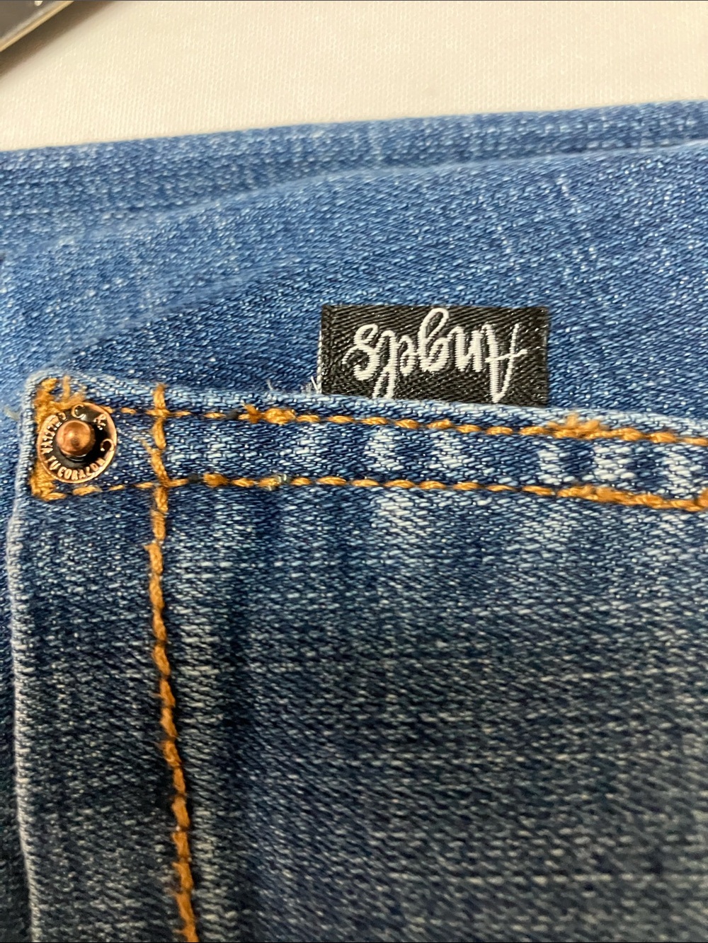Angels Medium Blue Flare Jeans with Knee Rips - Picture 6 of 13